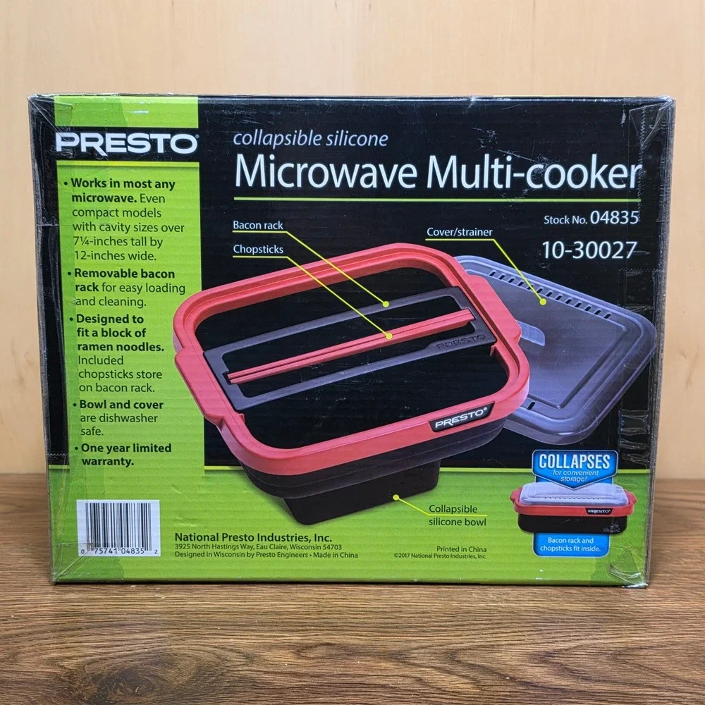 Presto 04835 Collapsible Silicone Microwave Multi Cooker Ramen Bacon Popcorn *